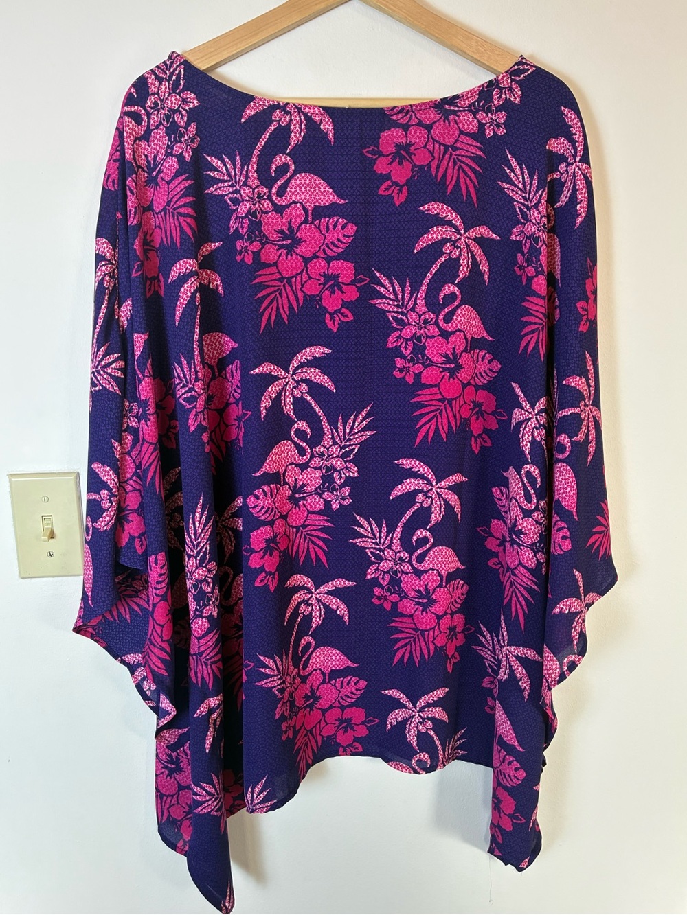 Quacker Factory Kimono Ruana 2X Tropical Floral Flamingo - Picture 6 of 7